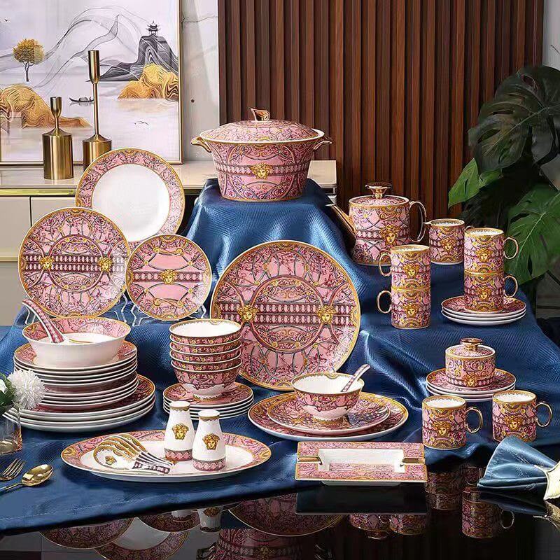 Luxury Nordic Bone China Dinner Set – Salad & Pasta Trays XHEN FASHION
