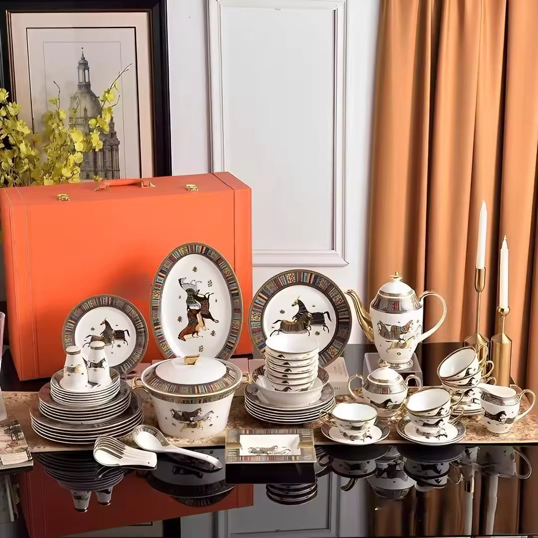 Jingdezhen 60‑Piece Bone China Tableware Set – Cameroon Exclusive XHEN FASHION